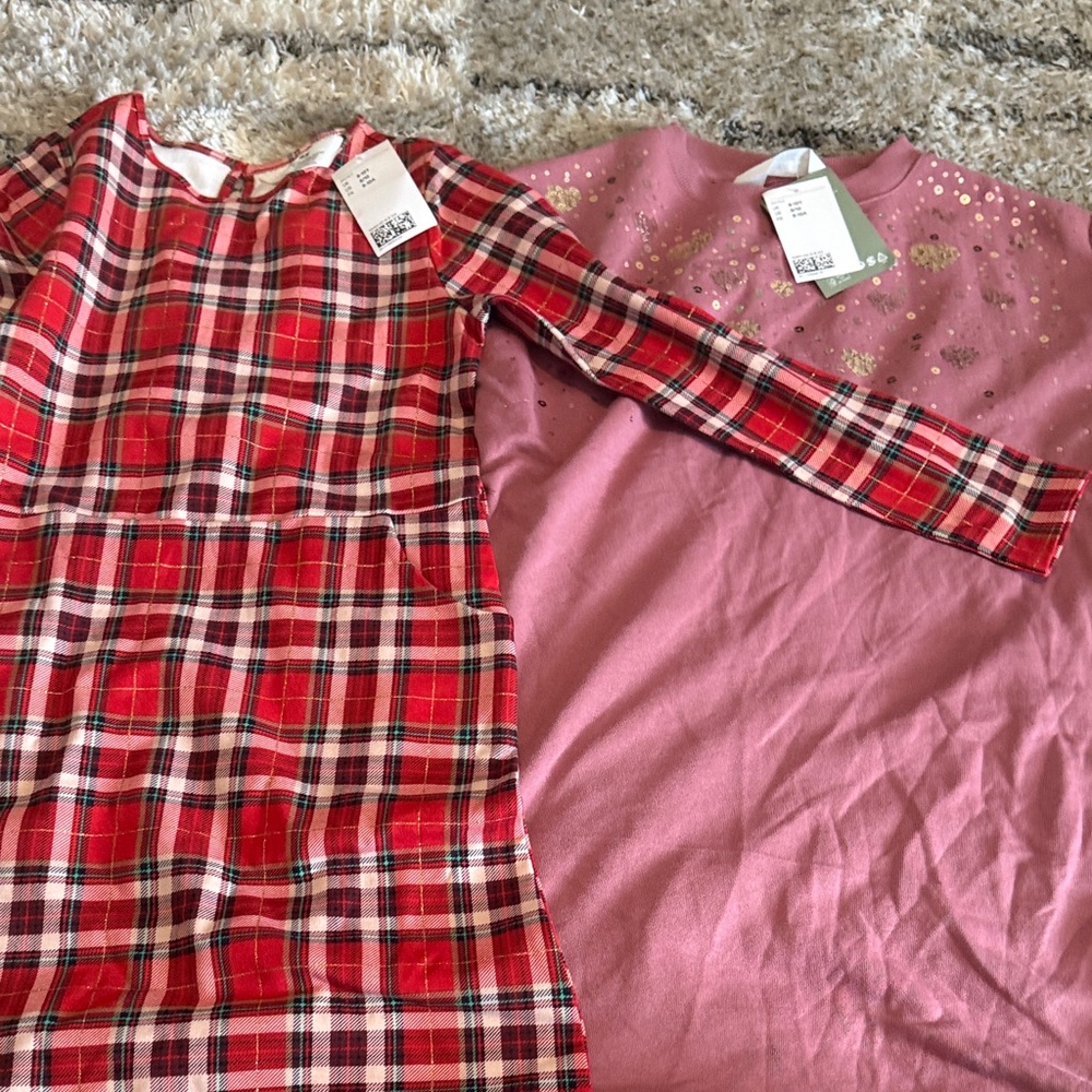 H&M Red Plaid and Pink Kids Dress Set